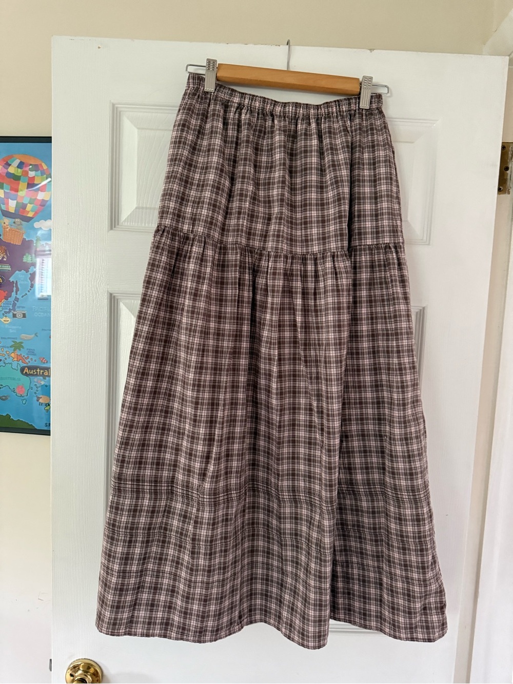New Abercrombie 100% Cotton Plaid Maxi Skirt
